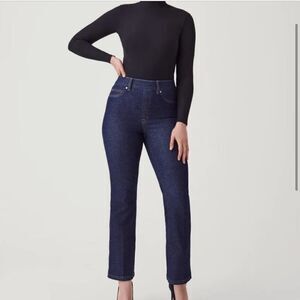 Spanx Kick Flare Crop Jeans Raw Indigo